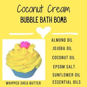 Coconut Cream Cupcake Bubble Bath Bomb Epsom Salts | Shea Butter